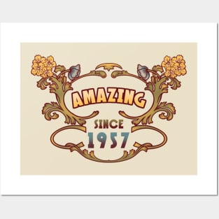 AMAZING SINCE 1957 vintage floral art nouveau birthday gift Posters and Art